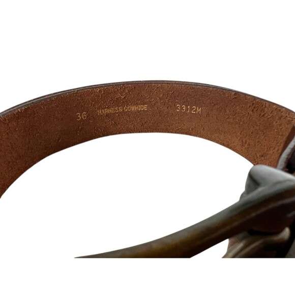 Harness Cowhide 2 Prong Brown Leather Belt   Unisex Size 36  Men's Women's - Picture 10 of 14